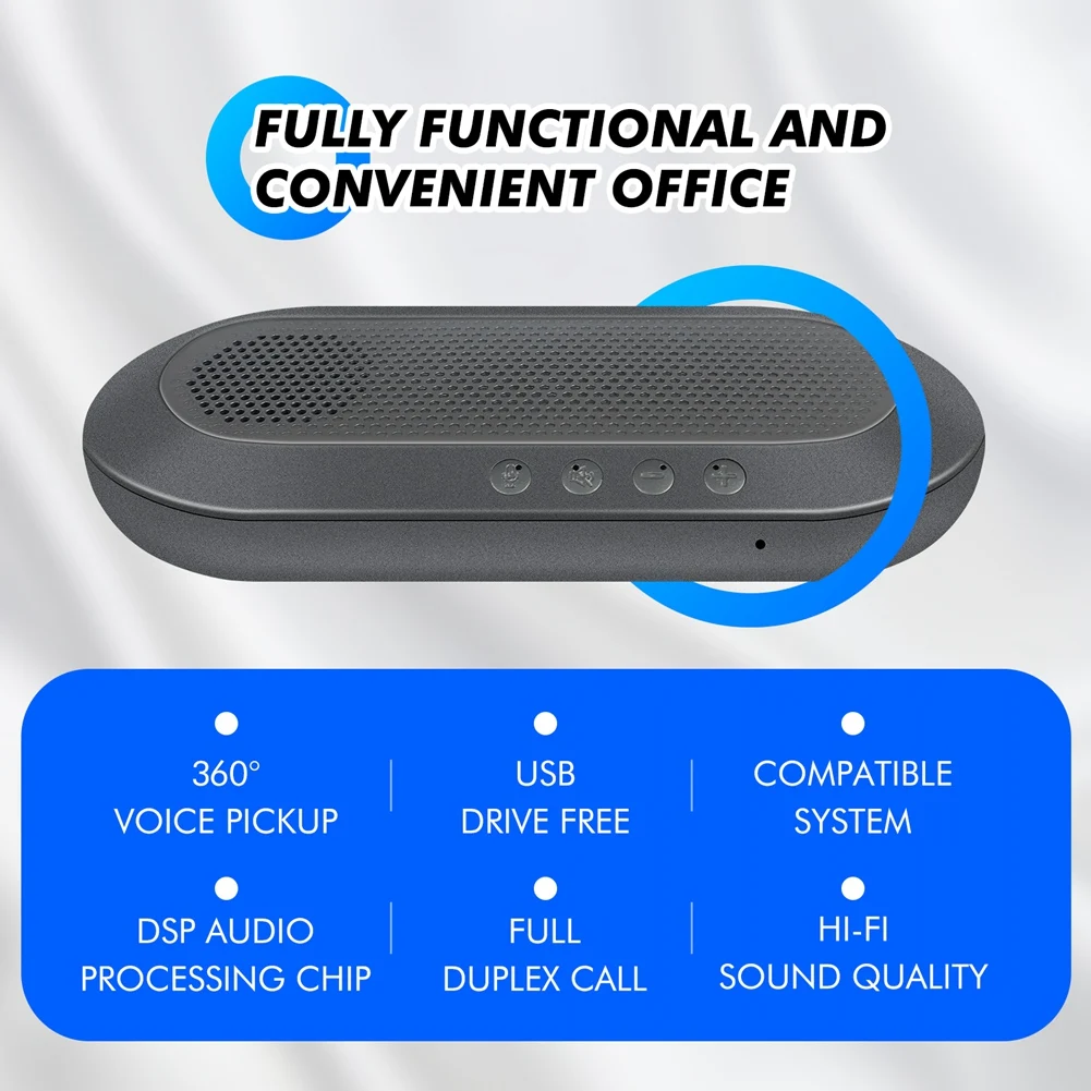 Desktop Computer Speakerphone Bluetooth Conference Speaker USB Condenser Microphone for Office Business Video Meeting