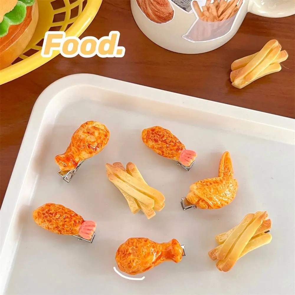 

Sweet Fried Chicken Simulated Food Hair Clip French Fries Geometry Fake Food Hairpin Bangs Clip Headwear Kids