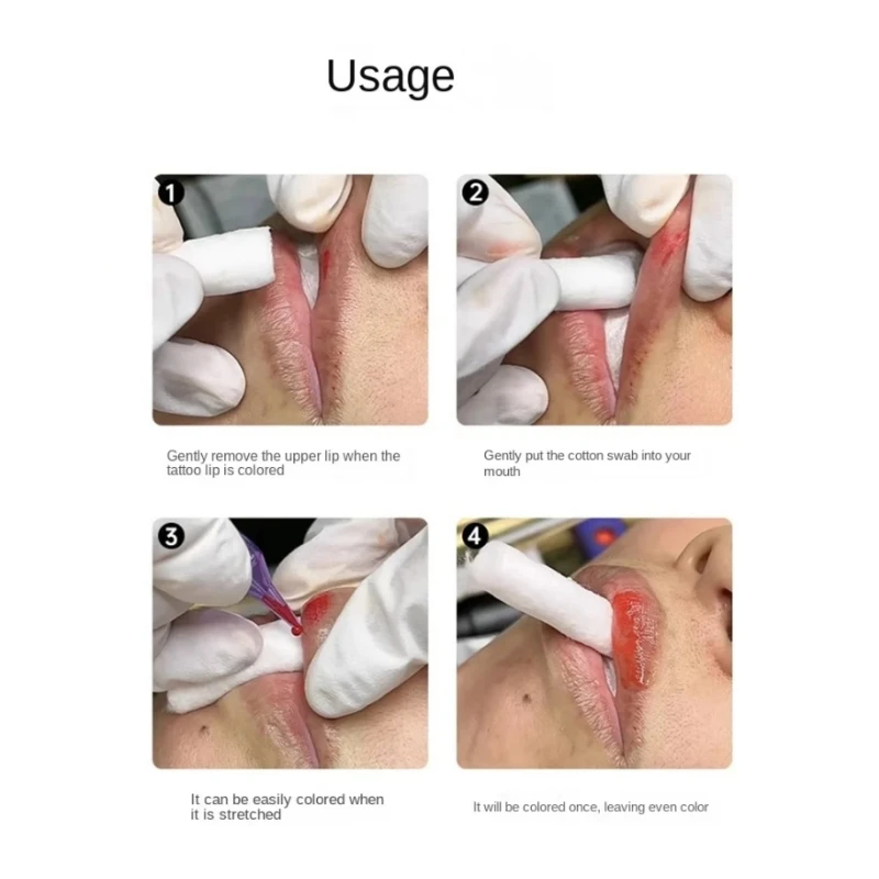 No Box 50PCS Disposable Lips Tattoo Skin Stretching Cotton Stick Semi-Permanent Makeup Embroidery Lip Blush Skin Recovery Tool