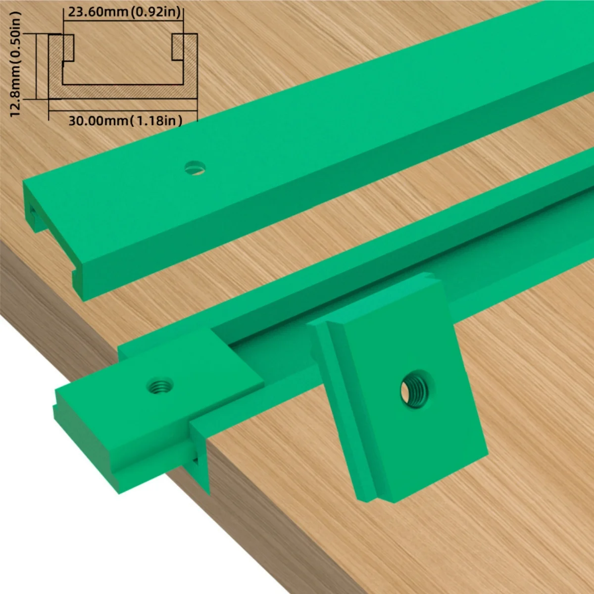 2/5pcs Aluminium T-track T-Slider T Slot Miter Track Jig - T30 T Tracks 40-50cm - Woodworking Standard Miter Gauge Guide Chute
