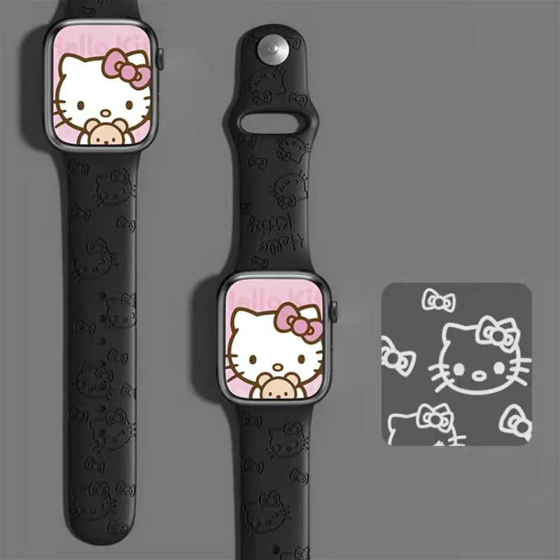 Hello Kitty Serie  Apple Watch Engraved Cartoon Print Apple Silicone Replacement Band Hot off the shelf inventory Cartoon Cute