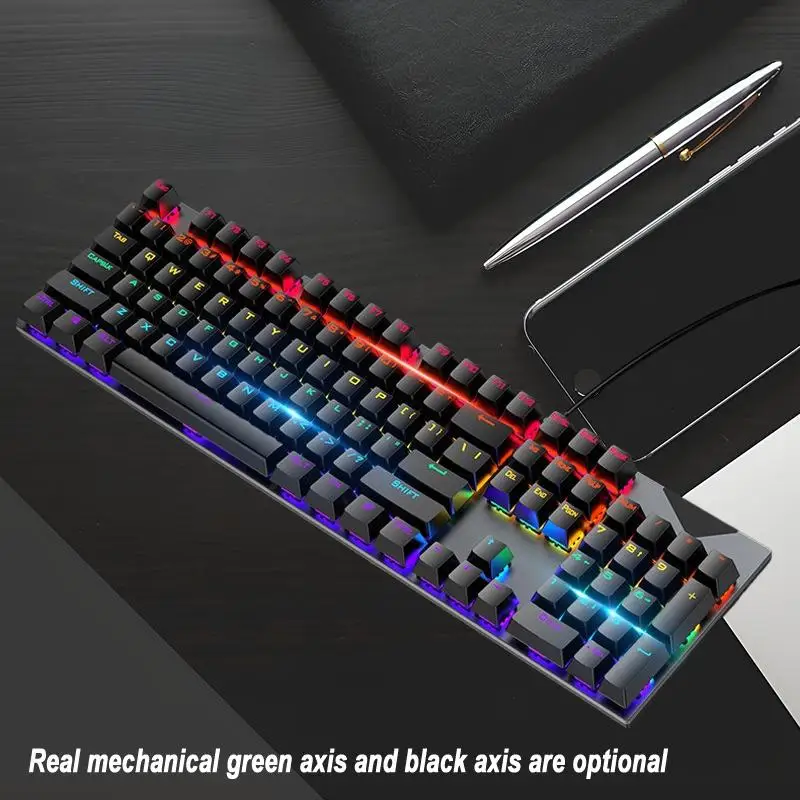 

K1 Genuine Mechanical Black Keyboard 104 Keys Blue Red Switch RGB Backlit Gaming Mechanical Keyboard Desktop Mechanical Keyboard