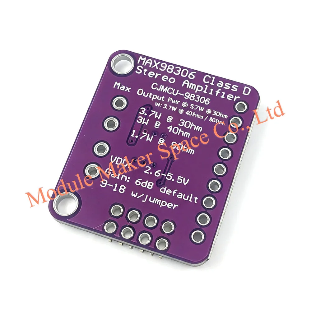 CJMCU-98306 MAX98306 Audio Amplifier Module, Class D/AB Mode Switchable, 3.7W Stereo Output, Compatible with Arduino, Raspberry