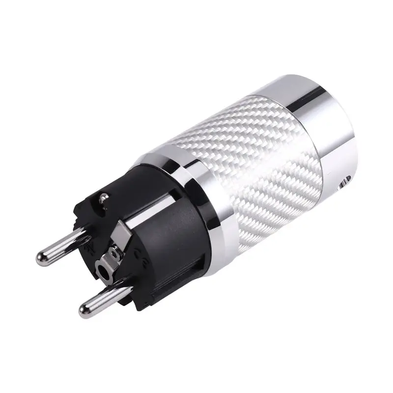 FULL-High-End Nano Crystal Carbon Fiber Rhodium-Plated EU AC Power Plug 10A 250V 15A 125V IEC Connector Audiophile EU Plug