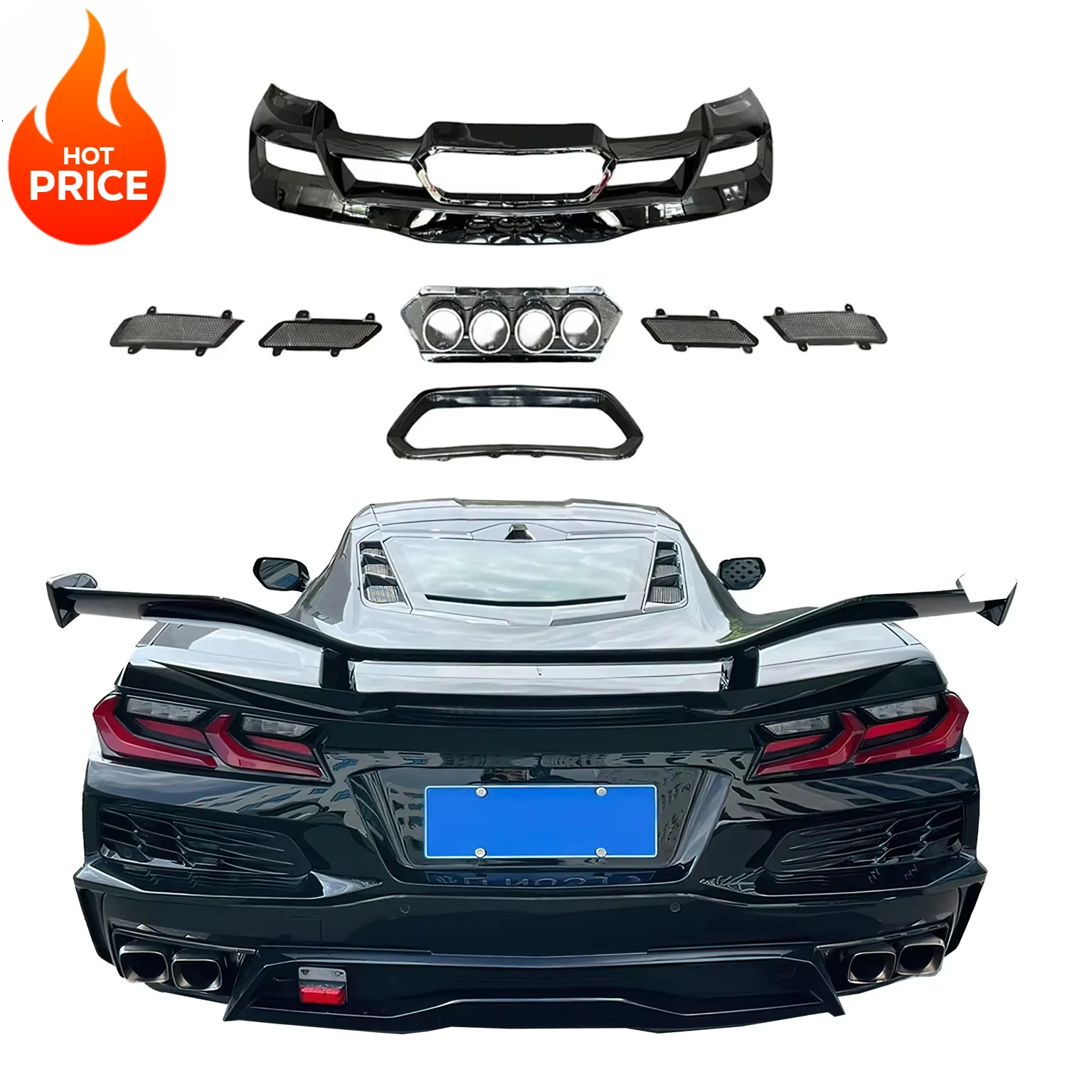 

High Quality C8 Car Bumper Rear Diffuserf with Tail Tips for Chevrolet Corvette C8