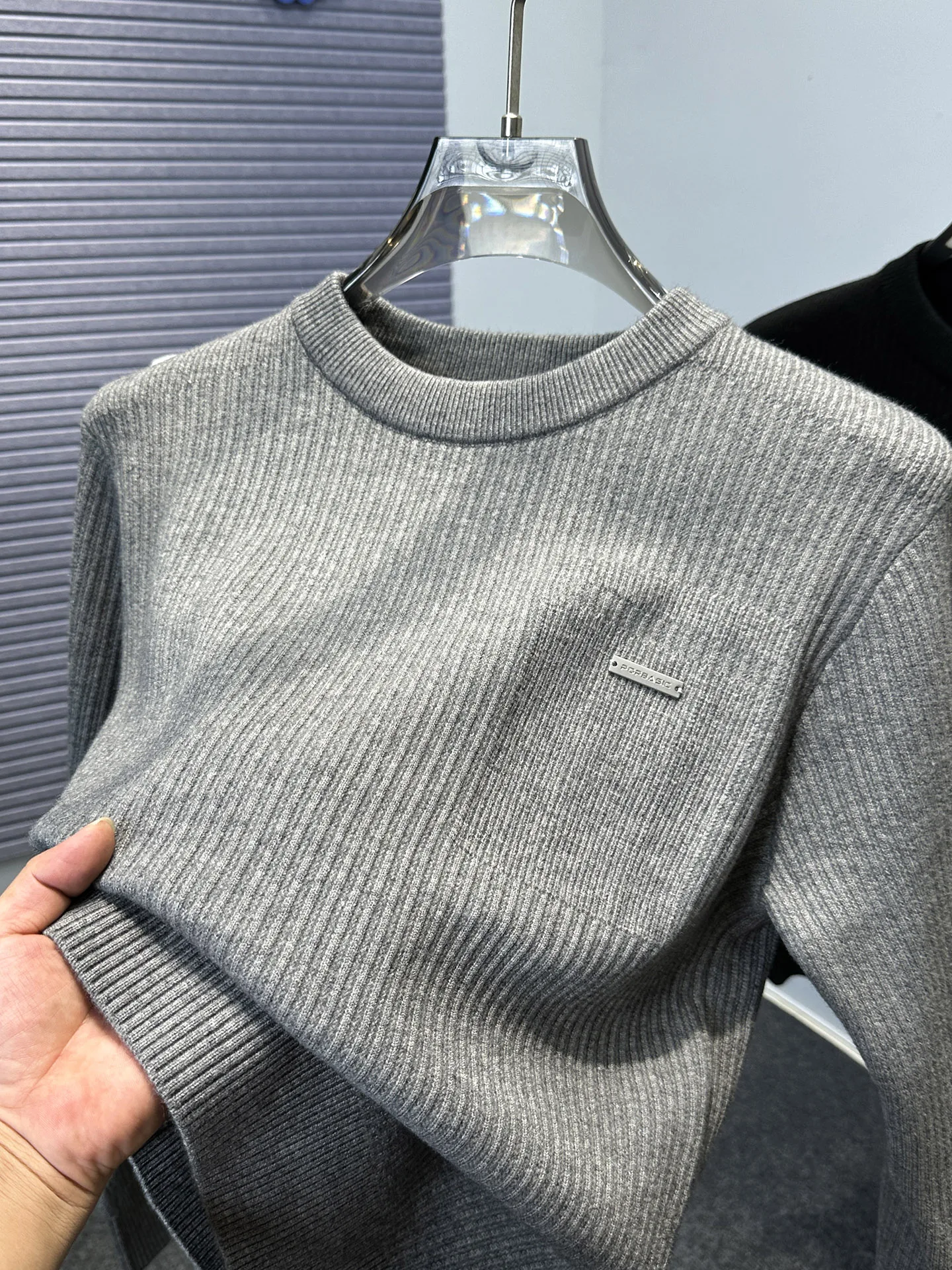 

Утепленный вязаный свитер с круглым вырезом для мужчин, теплая базовая футболка для ношения под одеждой, однотонная, повседневная, для отцов, на осень-зиму