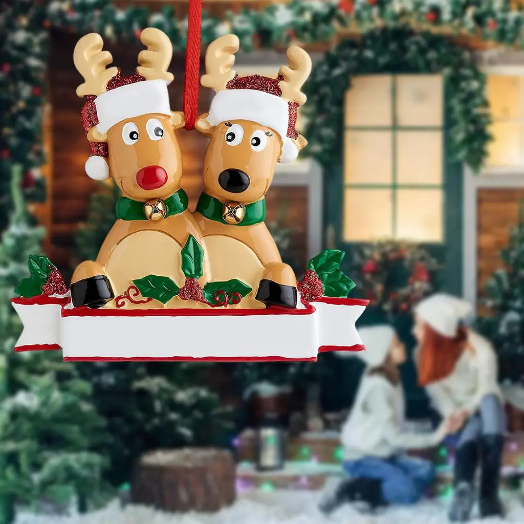 2xChristmas Tree Ornaments Elk Deer Family Pendant Holiday Decor 2 Reindeers