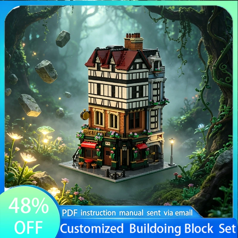 

988 PCS Medieval Luxury Wooden Villa Scene Architecture Building Block Customize Diy Education Assembly Kids Toys Birthday Gift