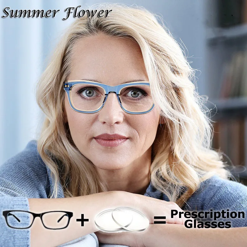 

Women Prescription Optical Lenses with Recipe Photochromic Lens Optical Acetate Eyewear Men Anti Blue Light Myopia Glasses