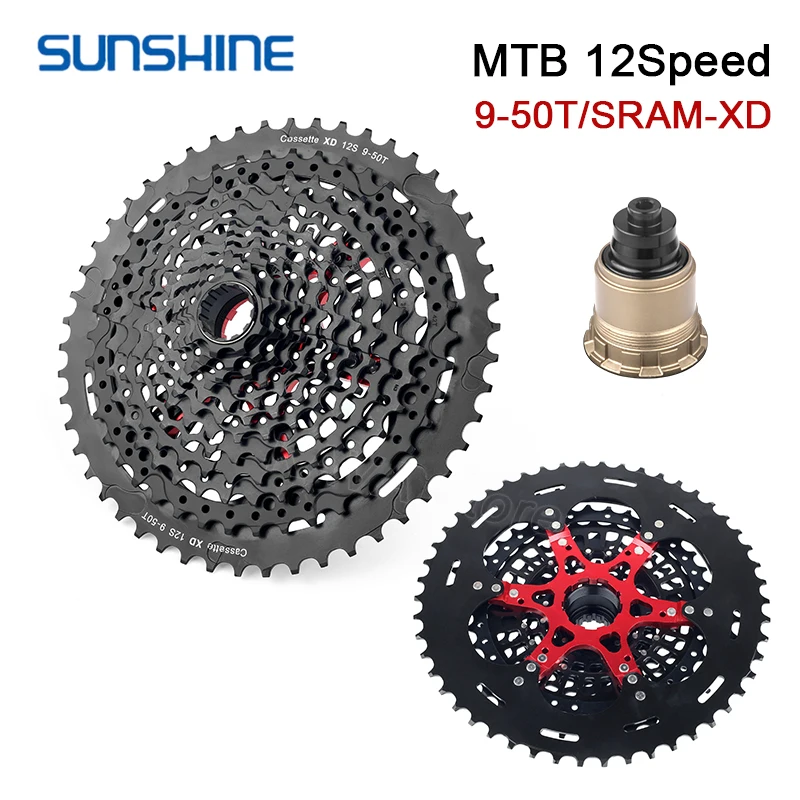 Sunshine 12 Speed MS HG XD Cassette MTB Micro Spline K7 12V 32T 34T 46T 50T 52T Bicycle Sprocket for Shimano M8100 M7100 M6100