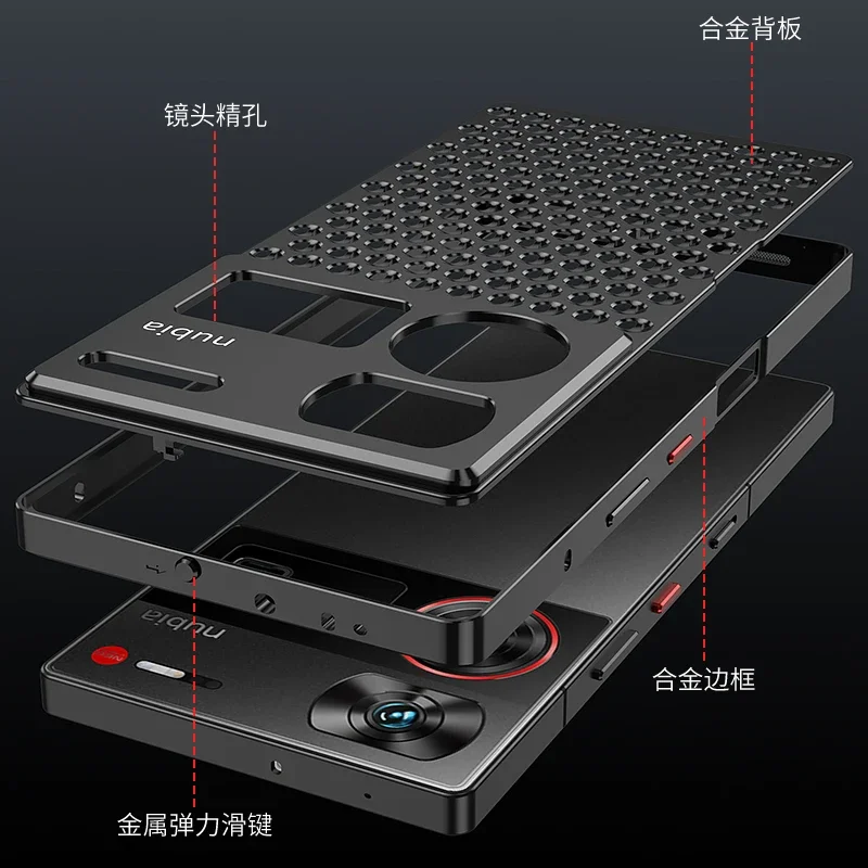For ZTE Nubia Z60 Ultra Z70 Case Luxury Honeycomb Heat Dissipation Aluminum Frame Metal Back Cover For Nubia Z60 Z70 Ultra Cases