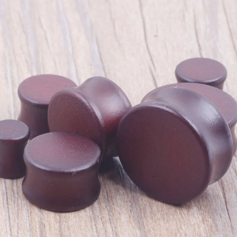 1 Pair Brown Solid Wood Ear Expansion Earring Piercing Accessory