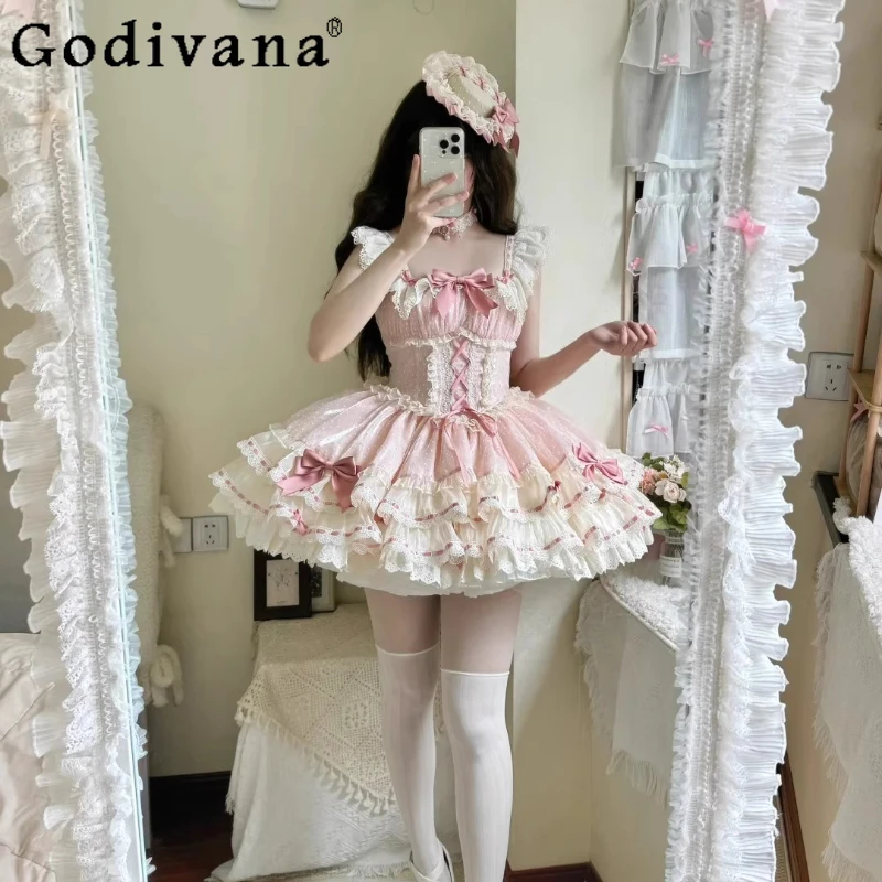 لوليتا الباليه نمط JSK فستان بحزام للنساء الجنية الأميرة فستان حفلة عيد ميلاد الإناث الكبار التخسيس فستان قصير الحلو #6