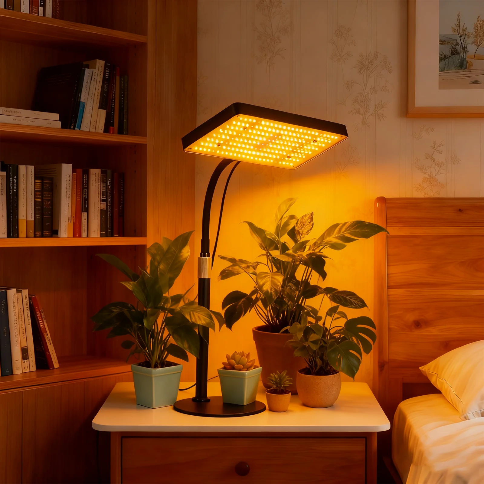 

Настольный светильник для выращивания растений с автоматическим таймером 3/6/12 часов, полным спектром, комнатными растениями, регулируемой высотой, 6 регулируемых уровней яркости