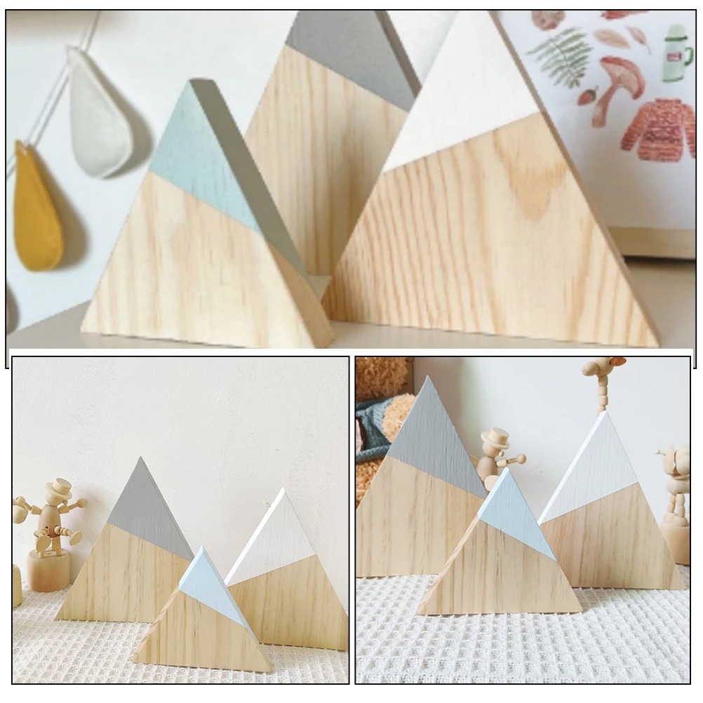 

3pcs Wooden Mountain Decor Farmhouse Wood Table Sign Shelf Decorations For Home Bedroom Nursery Desktop Table Centerpiece Stable