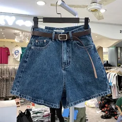 Wide Leg Denim Shorts Women Loose High Waist A-Line Straight Women Shorts Y2K Summer Casual Fashion Plus Size Jean Shorts Women