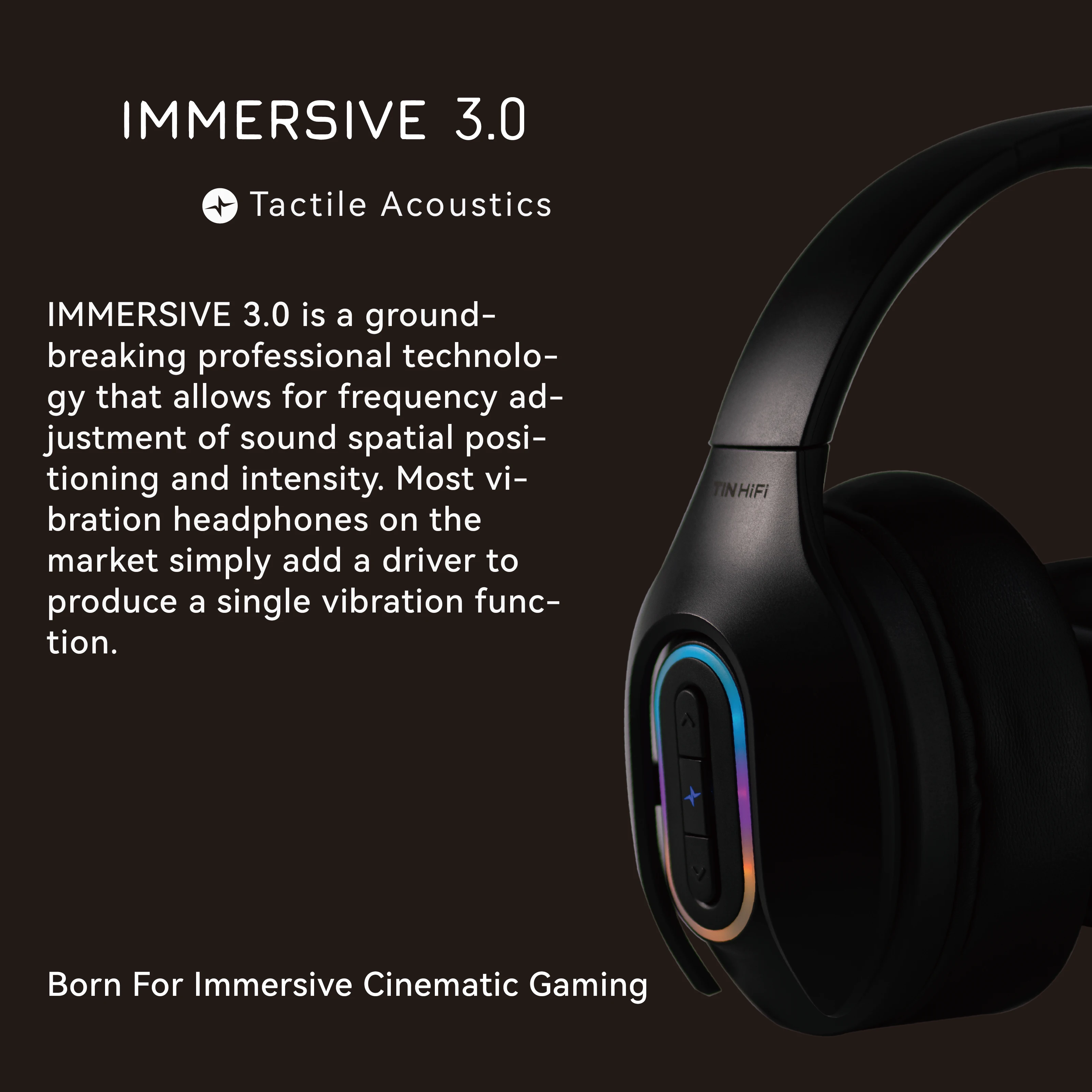 TIN HIFI Chronos Immersive 3.0 Advanced Somatosensory Technology Headphones with Dual-Mode Connection Bluetooth + 2.4G Handsfree