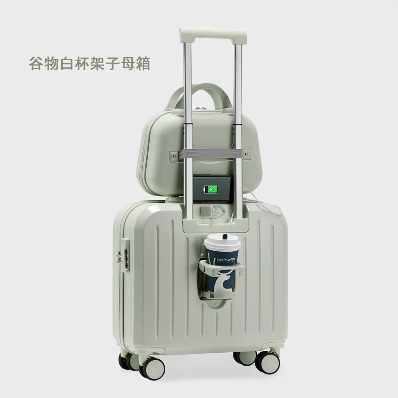 

18-inch multifunctional luggage small mother-daughter suitcase for women trolley suitcase, travel lock box 20 inch carry on case