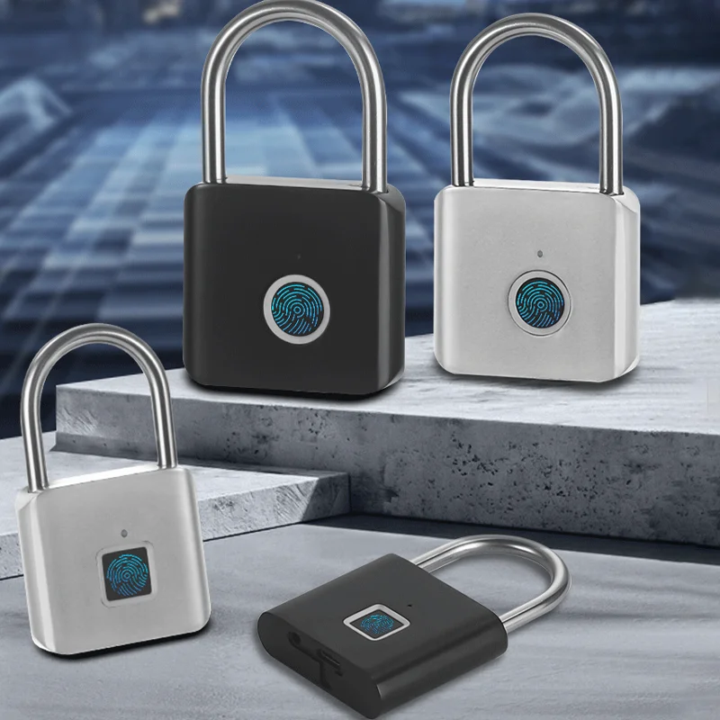 Smart Fingerprint Padlock Outdoor Waterproof Padlock Intelligent Electronic Padlock Door Anti-Theft Password Lock Cabinet