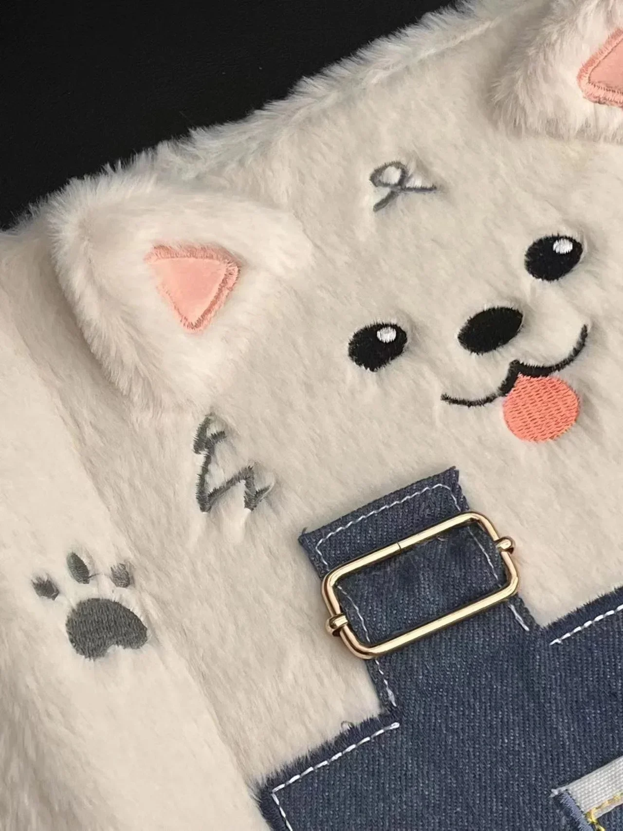 Cute Jeans Plush Samoye Dog Card Book A5 Binder Kpop Photocard Collect Book 3inch 4grid Photo Holder Album