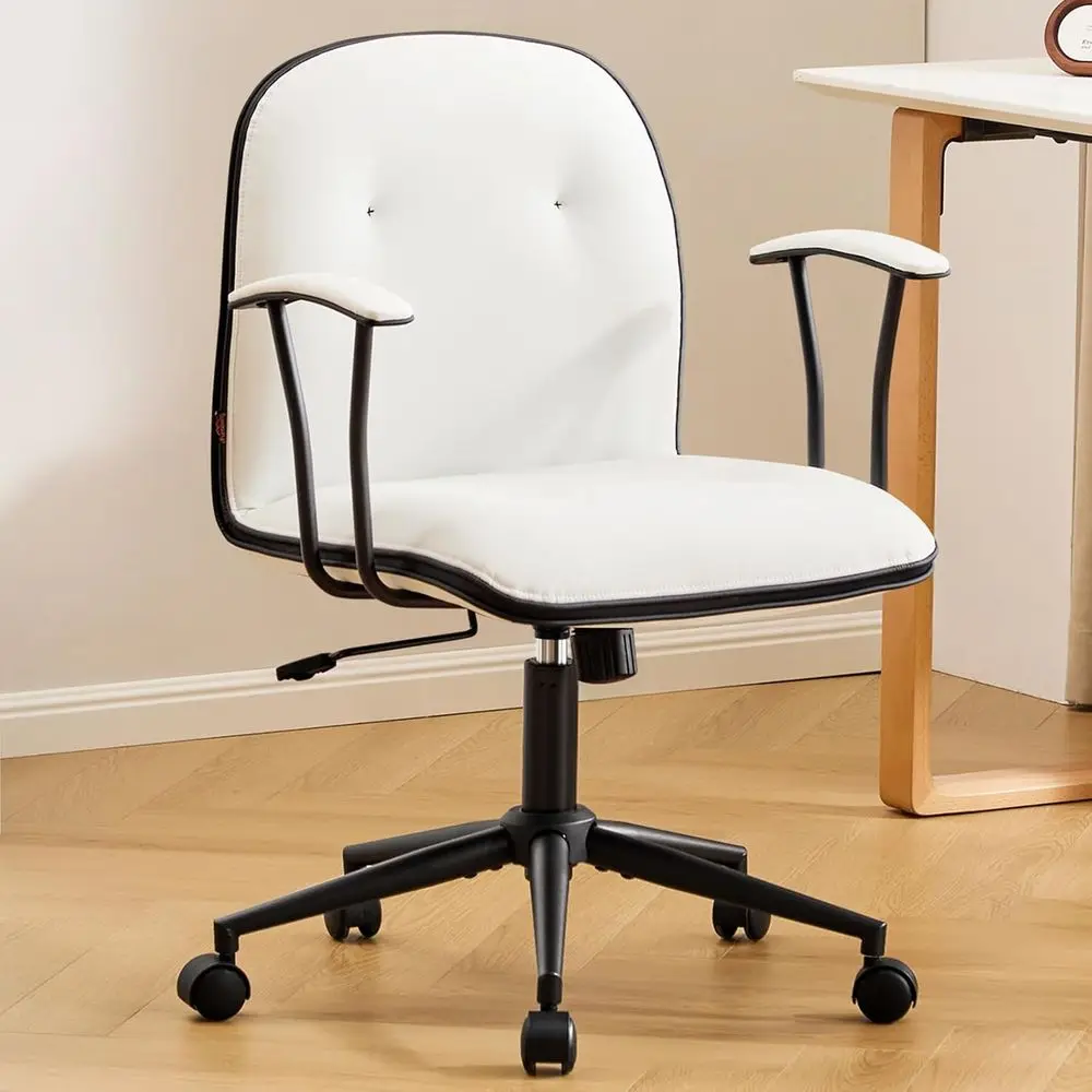 

Home Oice Desk Chair, ern PU Leather Vanity Chair with Removable & Padded Armrests, Adjustable Height Rolling Swivel Task Chair