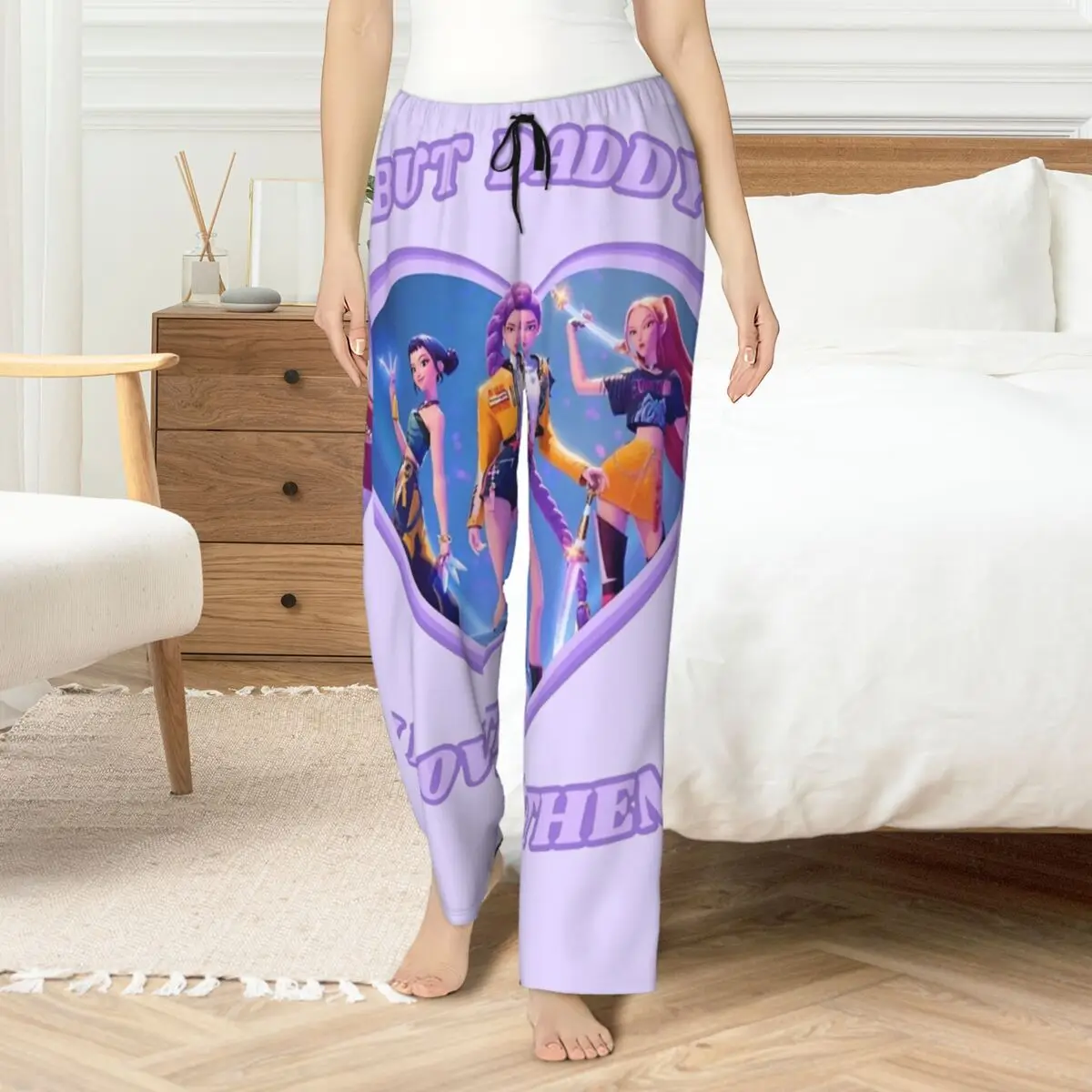 

Pajamas For Woman KPop Demon Hunters Girls But Daddy I Love Them Night Pajama Pants Soft Sleepwear Bottoms Loose Casual Homewear
