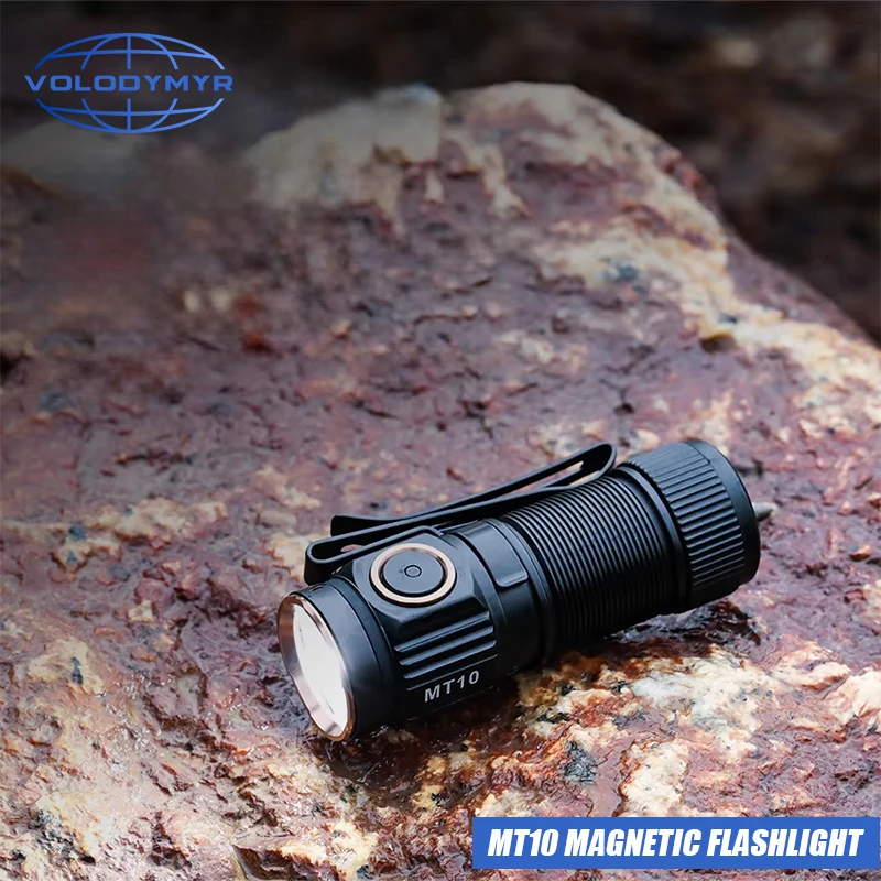 VOLODYMYR MT10 1000 Lumens Mini Flashlight USB C Charging Portable Rechargeable Lamp 16340 Torch with Magnet Fishing Accessories
