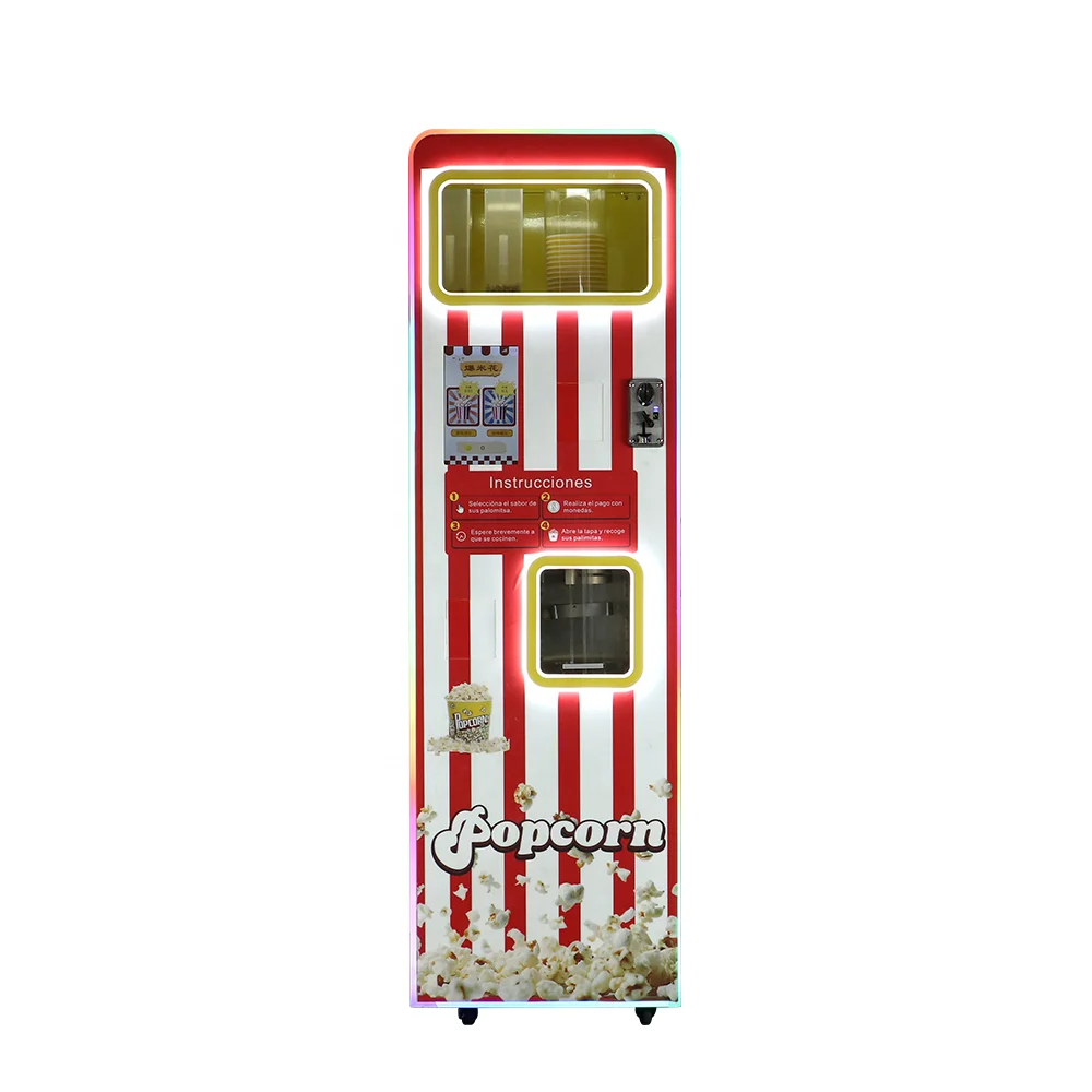 FOODLINE Automatic Popcorn Vending Machine SUS304 Heating Pot Coin Card Payment Self Service Snack Equipment OEM Bulk Supply