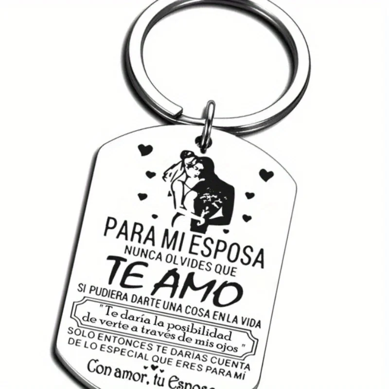 1PC Spanish Keychain Gift For Wife From Husband Para Mi Esposa Nunca Olvides Que Te Amo Pendant Necklace Valentines Gift