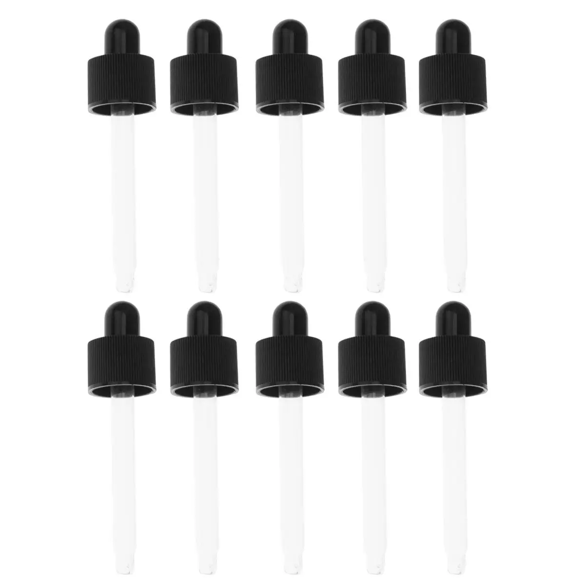 15Pcs Plastic Lid Glass Pipette Droppers Suitable for Essential Oil Bottles Aromatherapy Vials Liquid Use Black 18 Caliber