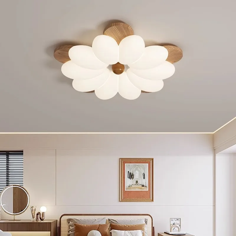 Medieval style living room light 2025 new walnut pattern flower ceiling light new Chinese style master bedroom light