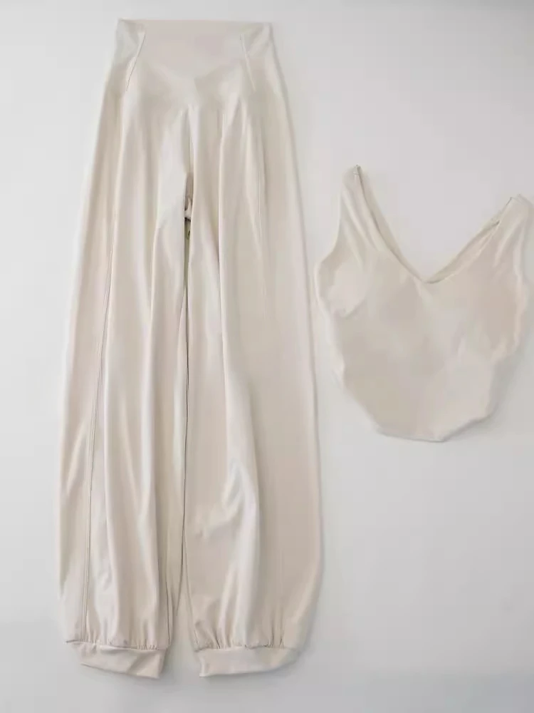 

Fitn Clothing Set Loose Fit Sportswear Running Yoga Pants Breathable Qui Dry Long Sve Vest High Waist Trousers