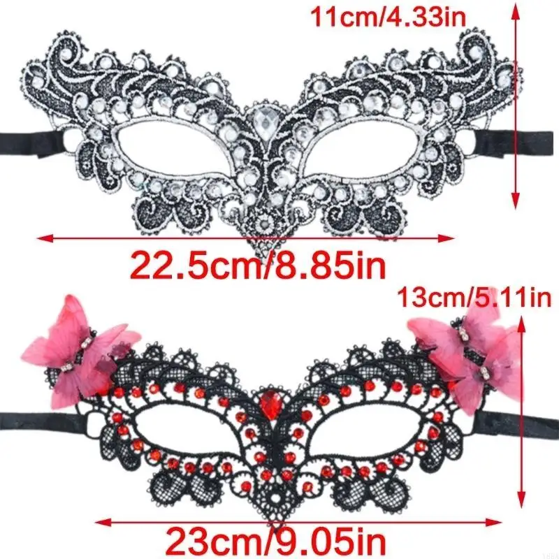

Y88A Rhinestones Masquerade Mask Venetians Party Mask Half Face Lace Mask Eye Mask Mardi Gras Mask for Halloween