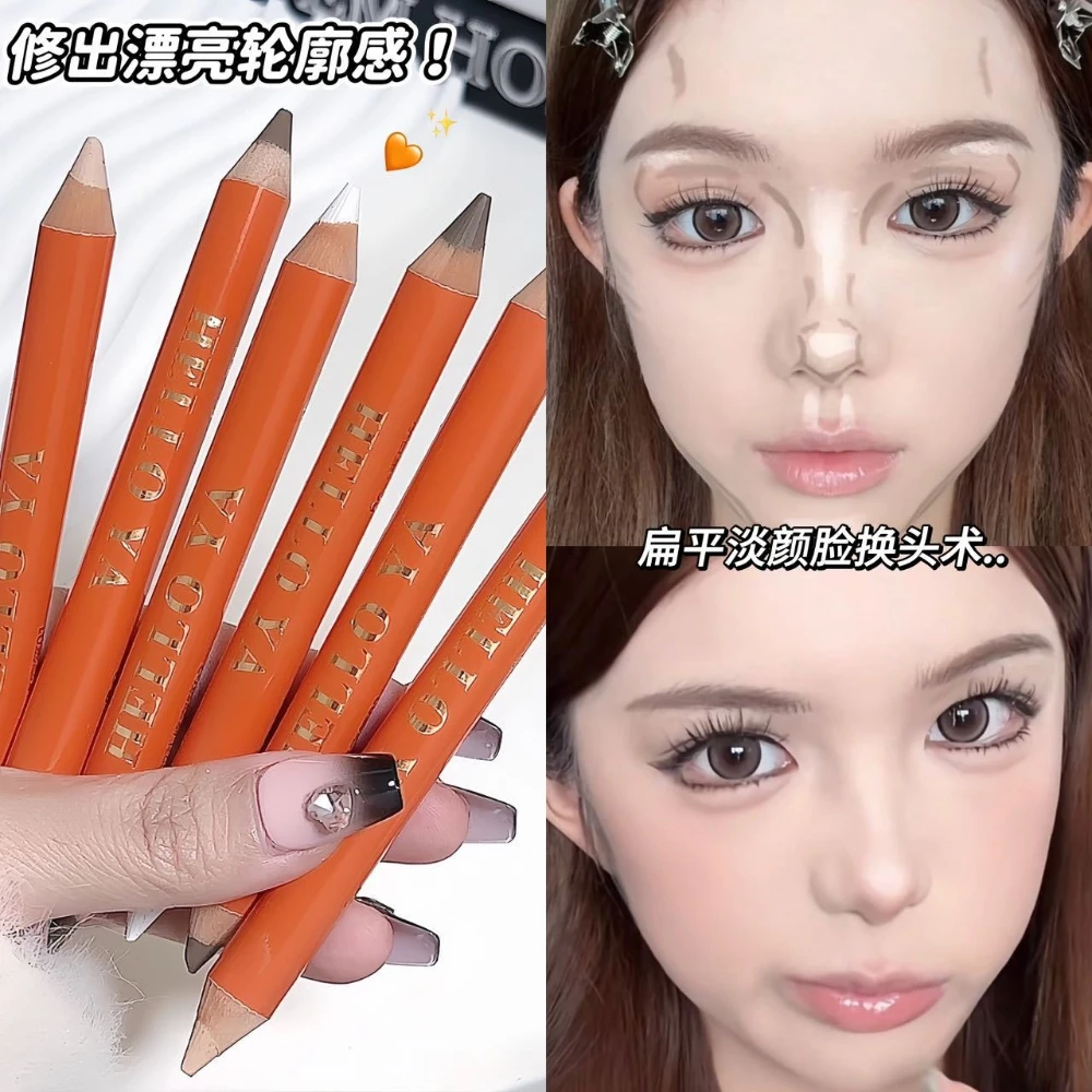 Stylo d'ombrage de contour à Double extrémité, éclaircissant pour le visage, profil d'ombre de nez, correcteur d'ombre de nez tridimensionnel, maquillage, cosmétiques