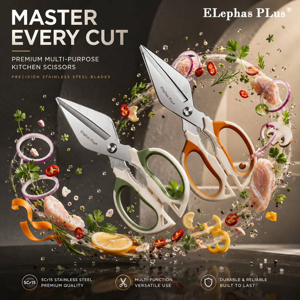 High Quality Multifunctional Kitchen Scissors Chicken Bone Scissors Fish Scale Scraper Bottle Opener Walnut Clip Kitchen Knife