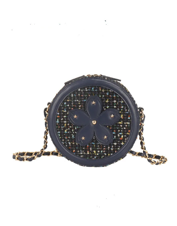 

2023 New Round Women Crossbody Bag Tweed Chain Bags