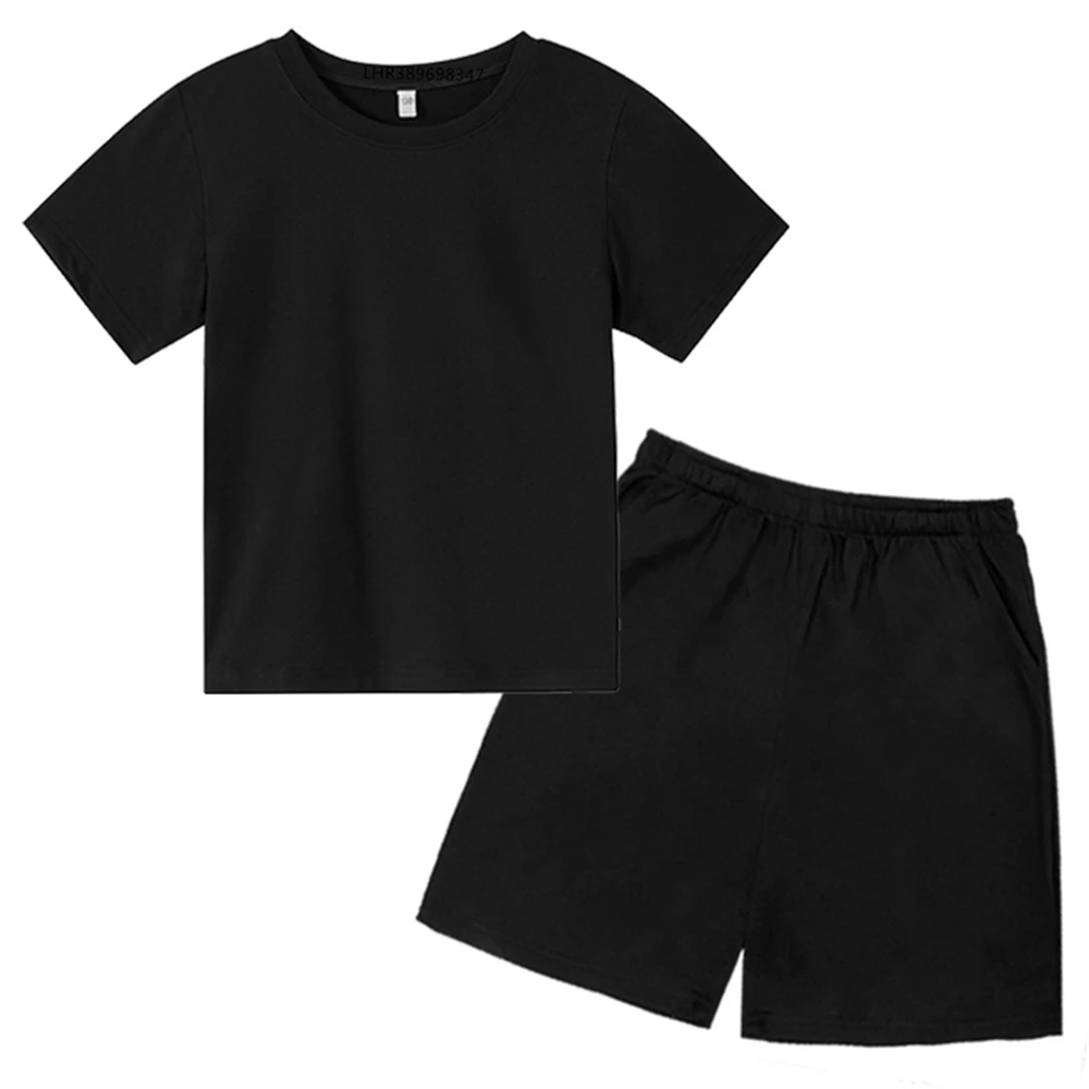 Children's suit Children's tops+shorts T-shir Girl Boy leisure Streetwear black white red colour summer Kid cotton Clothes