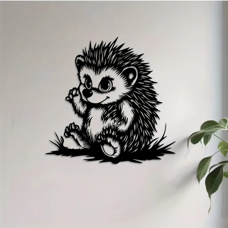1pc Hedgehog Metal Wall Art - Cute Iron Garden Sculpture, Weather-Resistant Outdoor Decor for Living Room, New Year Easter Gift