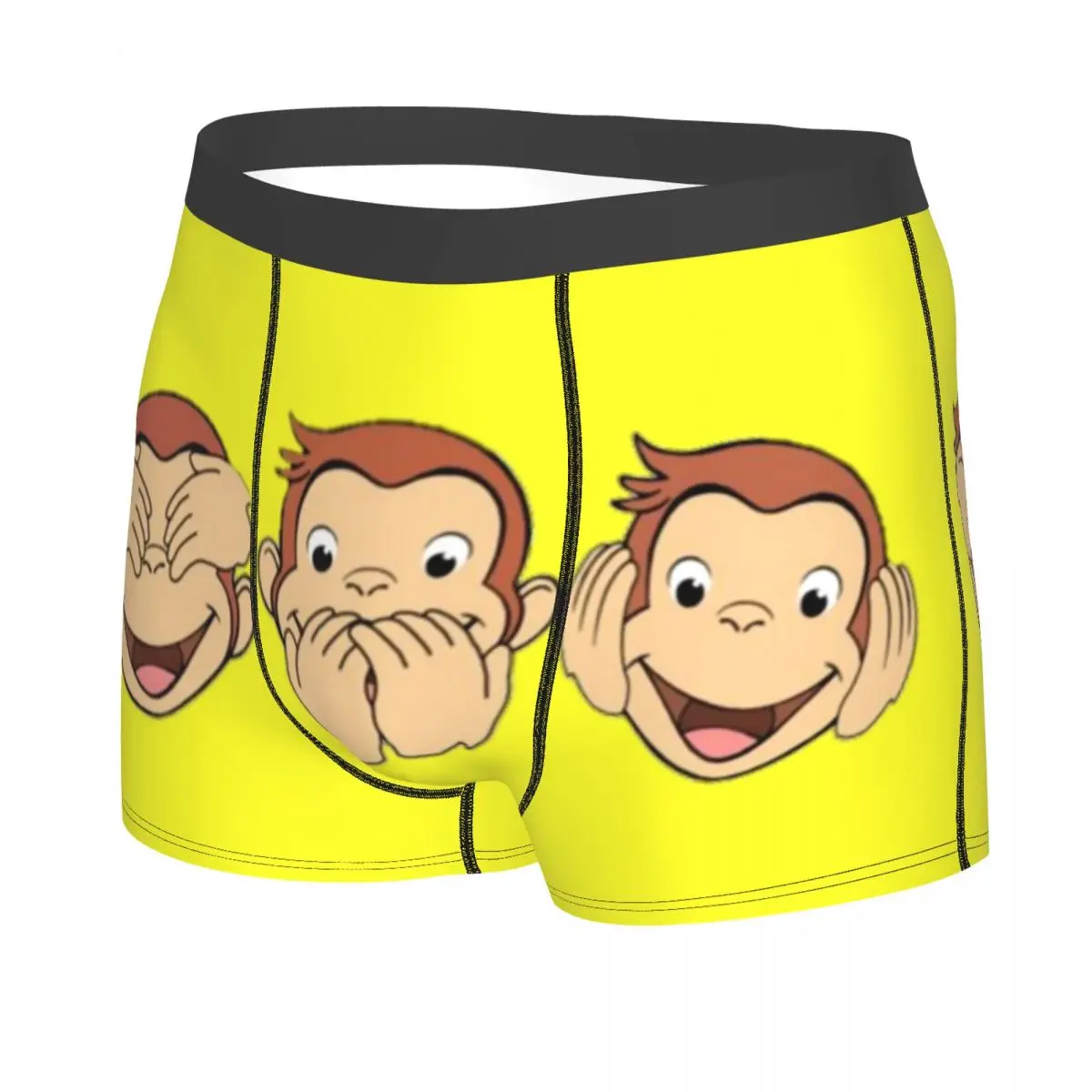 Custom Male Fashion Funny Manga Underwear Curious George Monkey Boxer Briefs Breathable Shorts Panties Underpants