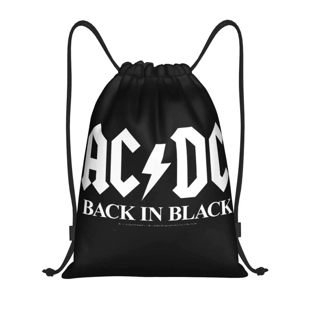 AC Back In Black Band Music mochila con cordón, bolsa de cuerda para hacer ejercicio, gimnasio, deportes