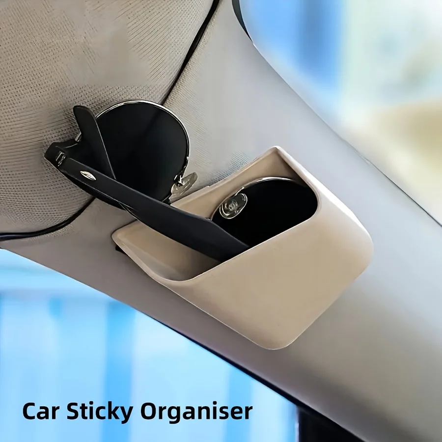 2Pcs Universal Car Auto Sunglasses Organizer Eyeglasses Glasses Holder Accessories Phone Organizer Storage Boxes Holders Pocket image 2