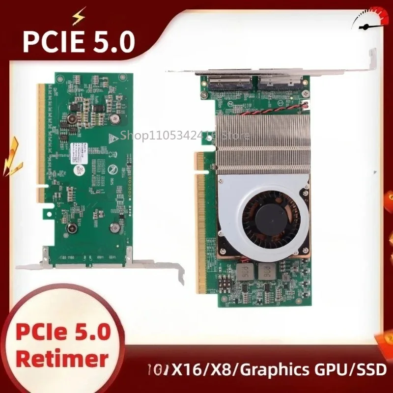 PCIe 5.0 Retimer Card MCIO 16X 8X External Adapter for Graphics Card GPU SSD Hard Disk PCIe5.0 Expansion