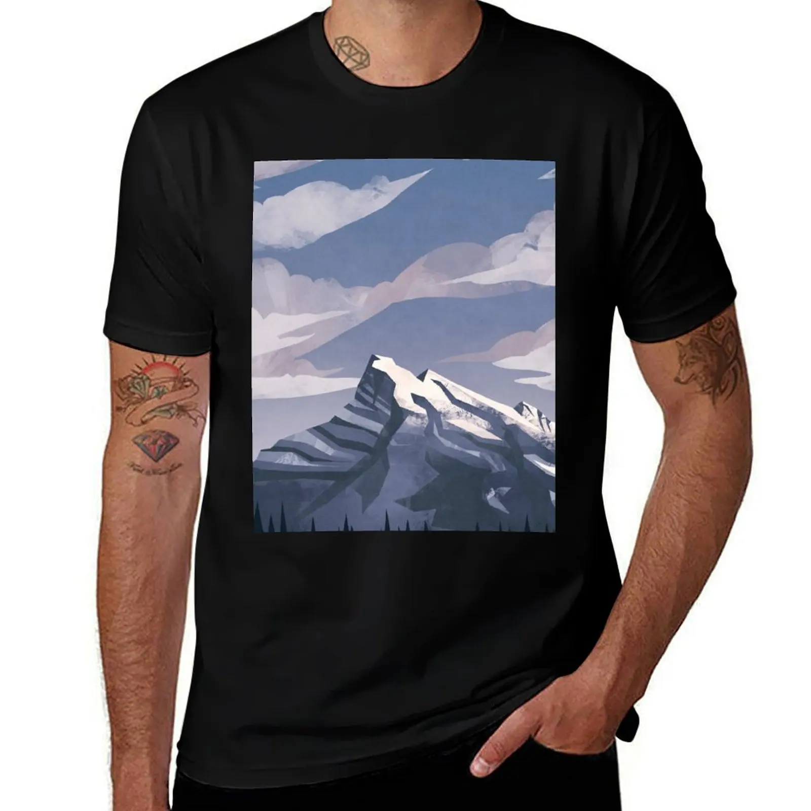 

Mountain Light T-Shirt Basic Solid Color Short Sleeve T-Shirt