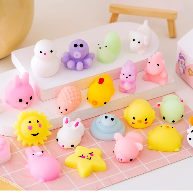 Antistress Mochi Squishy Animal Dolls Stress Relief Toys Mochi Squeeze Cute Mini Animals Cat Kawaii Decompression Children Toy