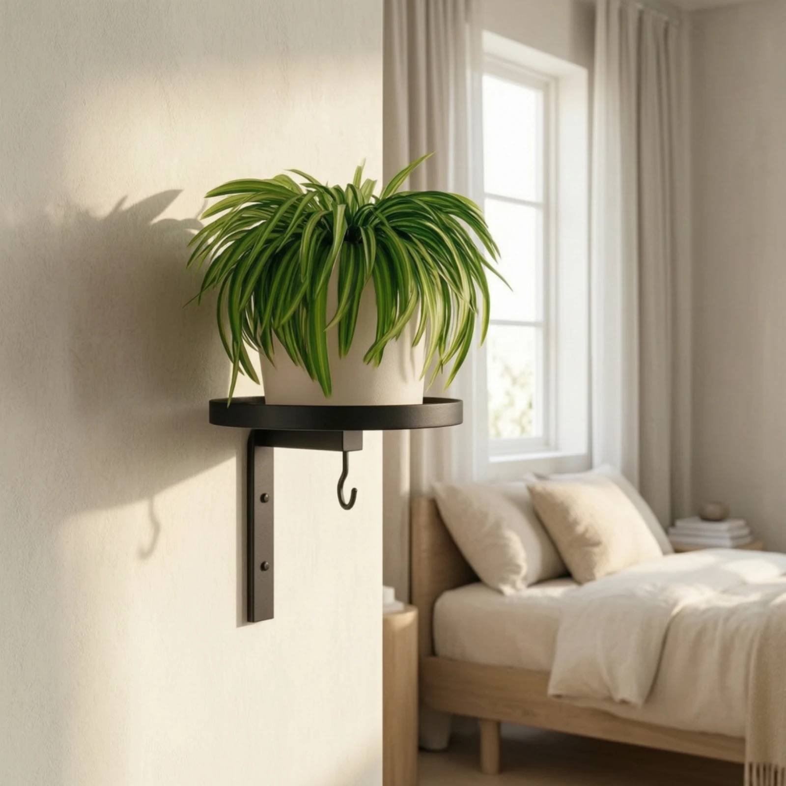3 Pieces Wall Plant Shelf with Hook Space-Saving Plant Shelf with Hooks Compact Easy to Install for Homeowners, Living Room
