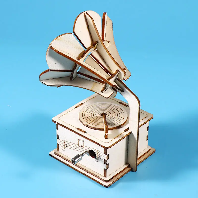 Gramophone Beautiful Music Movement Hand-crank Music Box Technology Small Production Hand-assembled Production Student Puzzle