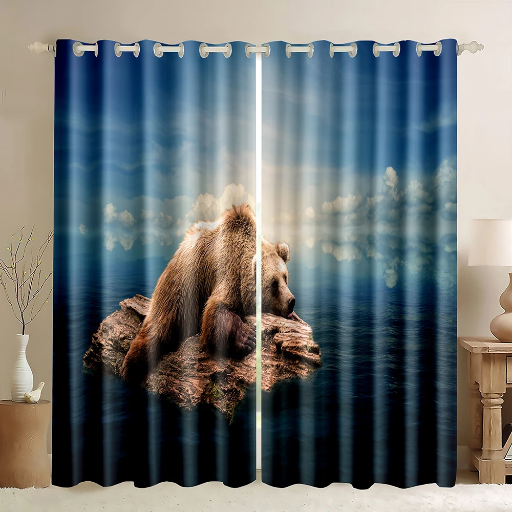 Giant Panda Curtains Animal Window Blackout Curtains,Panda Climbing Tree Pattern,Animals Wildlife Window Draperies for Bedroom