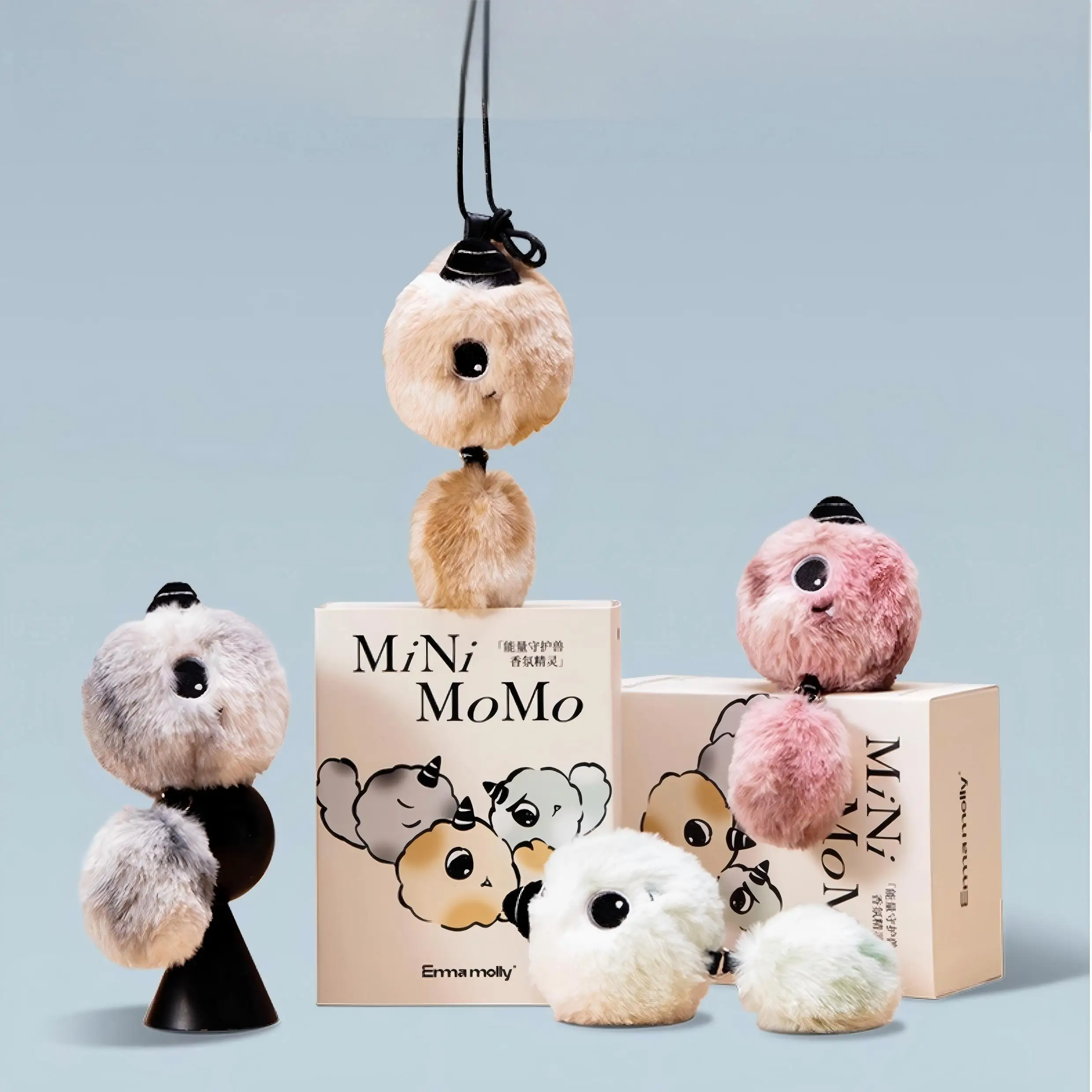 حقيقي إيما مولي مومو عائلة عيون كبيرة ليلة سعيدة قزم الروائح دمية أفخم دمية لعبة حقيبة مقطورة معلقة هدية عيد ميلاد فتاة #5