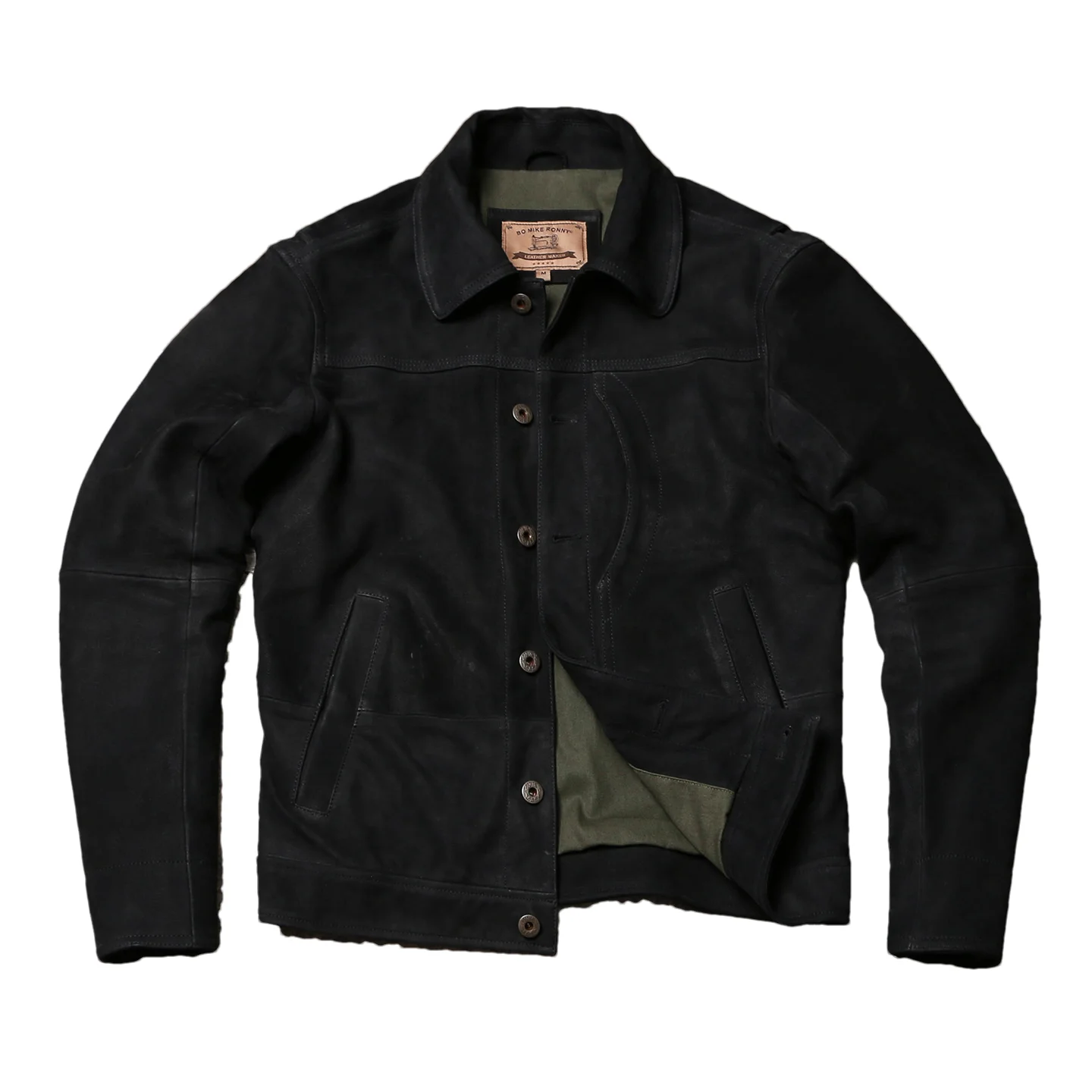 

Black Autumn Leather Jacket Men Retro Vintage Style Plus Size 5XL Genuine Real Sheepskin Single Breasted Turn-Down Collar Coat