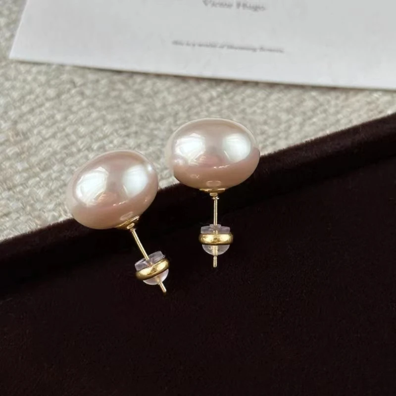 New Crossover 925sterling silver freshwater pearl light luxury temperament simple sweet love pendant earrings Stud jewelry party